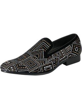 Amali Men's Black Velvet Tuxedo Loafers Slip On Formal Wedding Dress Shoes